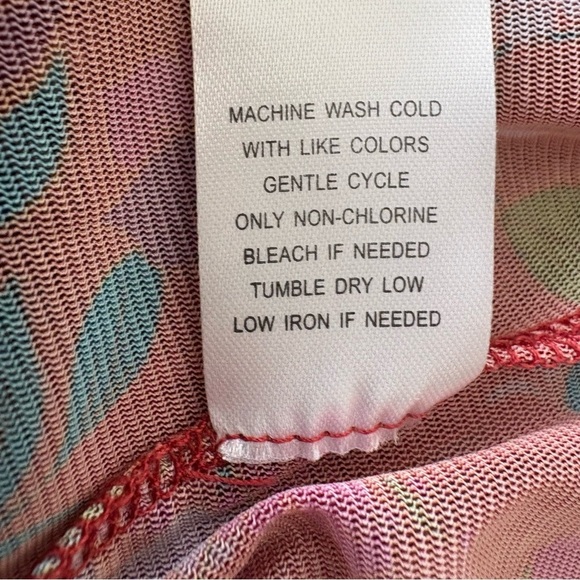 DR2 Daniel Rainn Mesh Floral Babydoll Top Sz. XS Orange Red Peplum Smocked Y2K - Picture 12 of 12